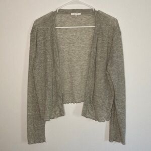 NWOT Maurices Shawl Tan Open-Front Sheer Lettuce Hem Fairy core Flowy Sweater